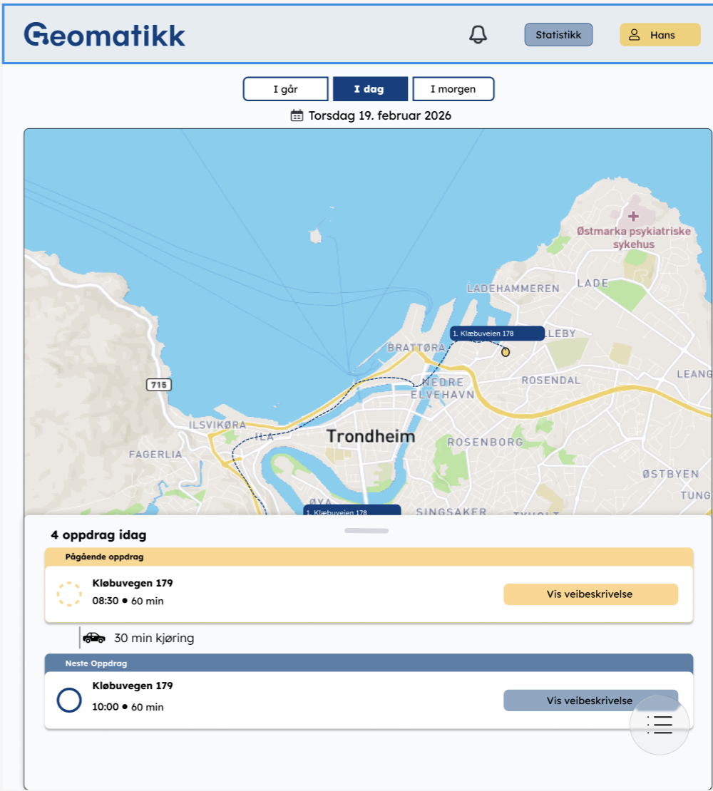 Wireframe fra Geomatikk bacheloroppgave
